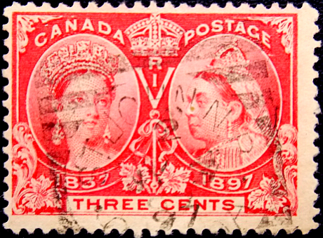 Канада 1897 год . Бриллиантовый юбилей королевы Виктории 3 с . Каталог 2,50 фунта . (2)